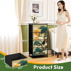 Dresser for Bedroom Japanese Crane Pine Tree Red Sun Clouds Traditional Art - Image 3
