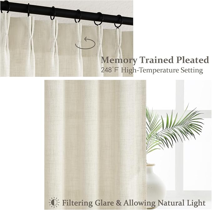 Light Filtering Thick Linen Viral Curtains 102 Inches Long - Image 3