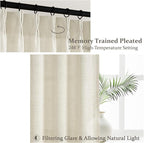 Cream Beige Memory Trained Pinch Pleated Curtains 96 Inches Long - Image 5