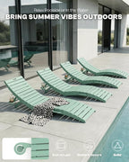 Folding HDPE Pool Lounge Chairs Set of 2, Pre-Assembled Outdoor Chaise Lounge - Image 6