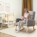 HCHAIRH Rocking Chair Nursery, Leather Nursing Rocking Chairs, Upholstered - Image 5