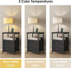 Fixwal Bedside Table with 3 Color Temperature Reading Light, Nightstand with - Image 5