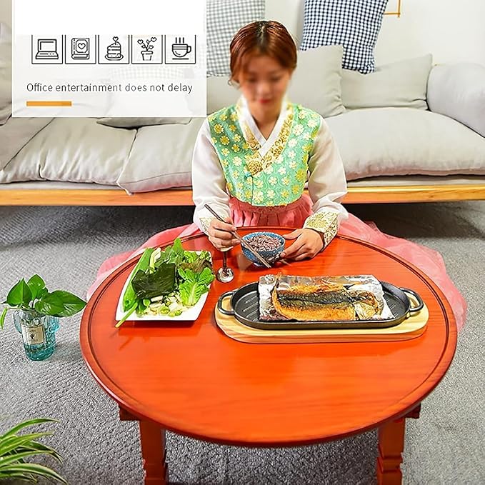 Folding Round Korean Printed Wooden Table – Multi-Use Low Table - Image 2