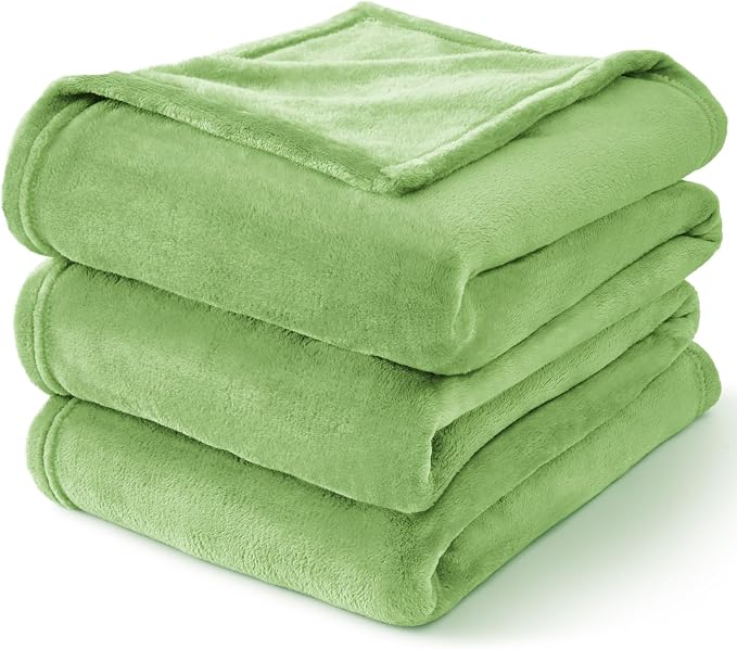 BEDELITE Fleece Blanket Soft Plush Queen Bed Blanket Grass Green 90"x90" | - Image 7