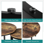 Smuxee Nesting Coffee Table Set of 2, 23.6" Round Coffee Table Rustic Wood Top - Image 4