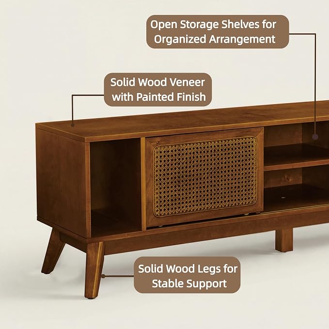 LKTART 68 Inch Mid Century Modern TV Stand - Image 7