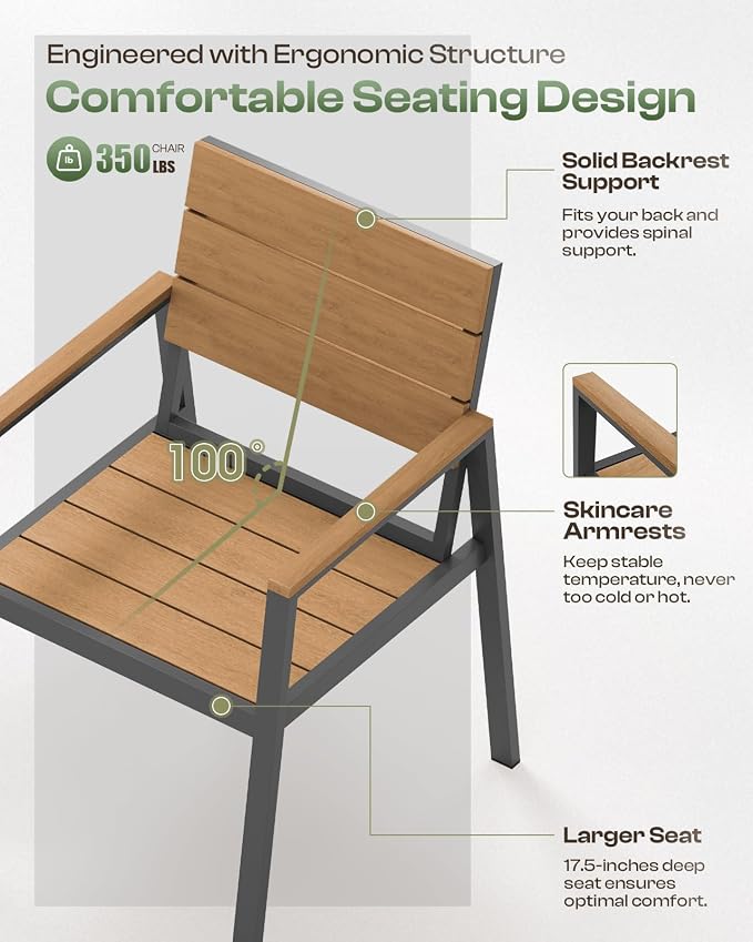 Outdoor Dining Set for 4, Patio Table and Chairs Set - Image 3