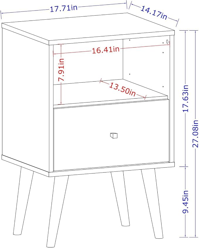 Manhattan Comfort Liberty Mid Century Modern Nightstand - Image 3