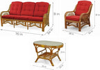 Malibu Lounge Set of 4: 2 Natural Rattan Wicker Chairs, Three-Seater Sofa - Image 5