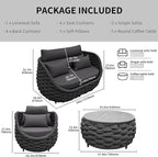 TWT 5 Pieces Patio Furniture Set, Outdoor Rope Conversation Sectional Patio Sofa - Image 3