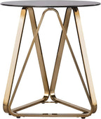 SEI Furniture - Stondon Round End Table - Transitional Design, Champagne Metal - Image 5