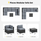 Aoxun Patio Furniture Set with Umbrella, 8 Piece Outdoor Sectional Sofas - Image 7