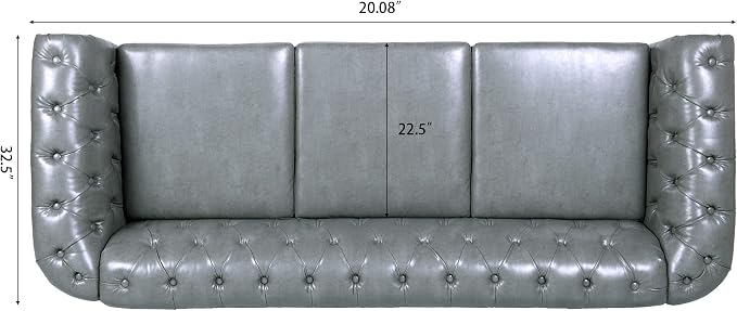 LEVNARY Chesterfield Sofa, Classic Tufted Upholstered Leather Couch, Modern 3 - Image 2