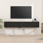 71” Floating TV Stand with LED Lights & Charging Station, Floating Media by EAZEHOME