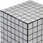 JONATHAN Y Callista White/Black Modern Ceramic Tiled Cube Side Table, 18-Inch - Image 4