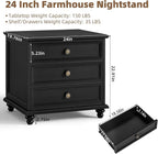 Joaxswe 24" Wide Farmhouse Night Stand, Large End Table - Image 2