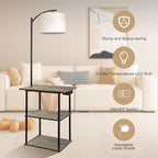 PESRAE Floor Lamp with Tables, End Table with Charging Station, 3 Color - Image 4