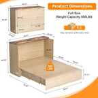 VINGLI Full Murphy Bed with Storage Drawer, 2 Charging Station, Fluted Wooden - Image 3