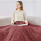 BEDELITE Ribbed Twin Blanket for Couch & Bed, Brick Dust, Warm Yet Lightweight - Image 3
