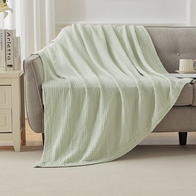 EMME Muslin Blankets for Adults Throw Blanket for Couch Breathable Gauze Soft - Image 7