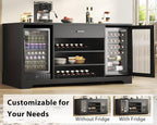 HSH Long Bar Cabinet with Fridge Space, Modern Wood Coffee Wine Liquor Cabinet - Image 4
