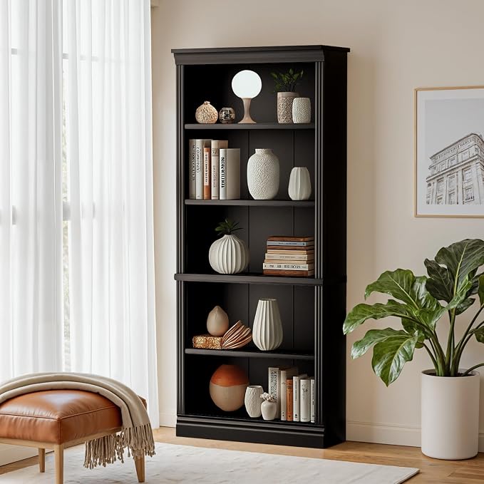 Furniwell Bookcase Bookshelves, 5-Shelf Tall Bookcase 71" Wood Open Display by WellFurnitureHomeLifeWell