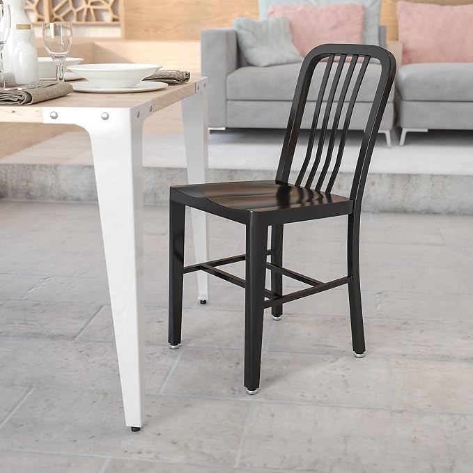 Flash Furniture Commercial Grade Black Metal Indoor-Outdoor Chair - Image 2
