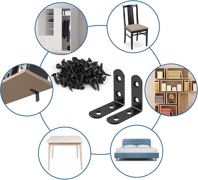 16 Pcs L Bracket Stainless Steel Corner Brace Sets, 90 Degree Right Angle - Image 6