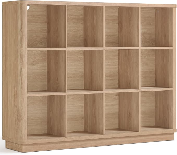 Joaxswe 12 Cube Storage Organizer, Wood Floor Standing 3-Tier Cubby Bookcase by Joaxswe