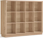 Joaxswe 12 Cube Storage Organizer, Wood Floor Standing 3-Tier Cubby Bookcase by Joaxswe