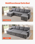 VEVOR U Shaped Sofa Bed, Convertible Sofa Bed - Image 3