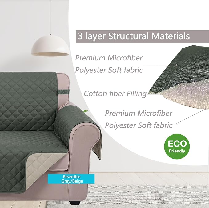 U-NICE HOME Reversible Oversized 28''Chair Covers, Pet Friendly, Elastic Straps - Image 5