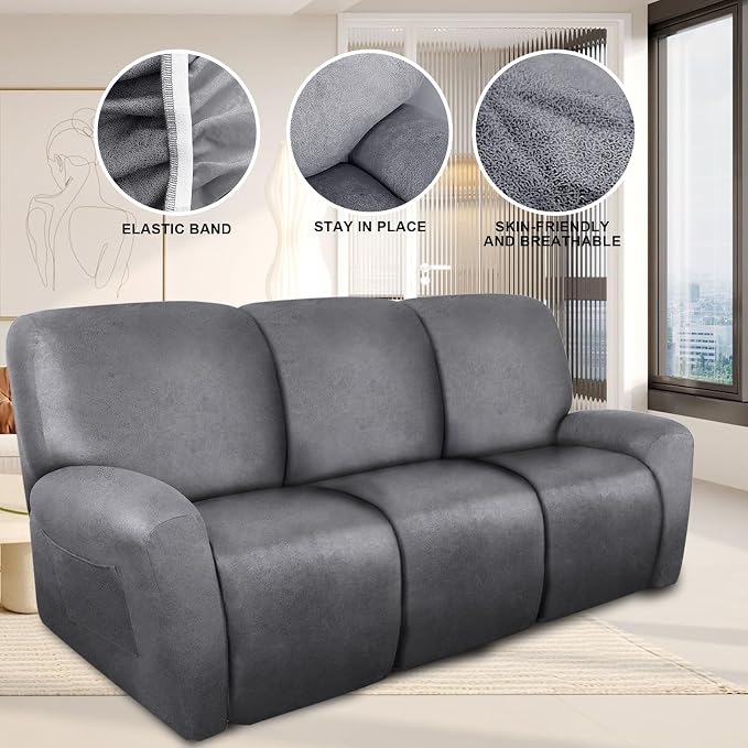 ANARACHON Recliner Couch Cover Leather Look Recliner Sofa Covers - Image 5