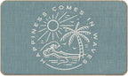 Summer Beach House Happiness Comes in Waves Blue Rustic Door Mat Doormat by Lacosu