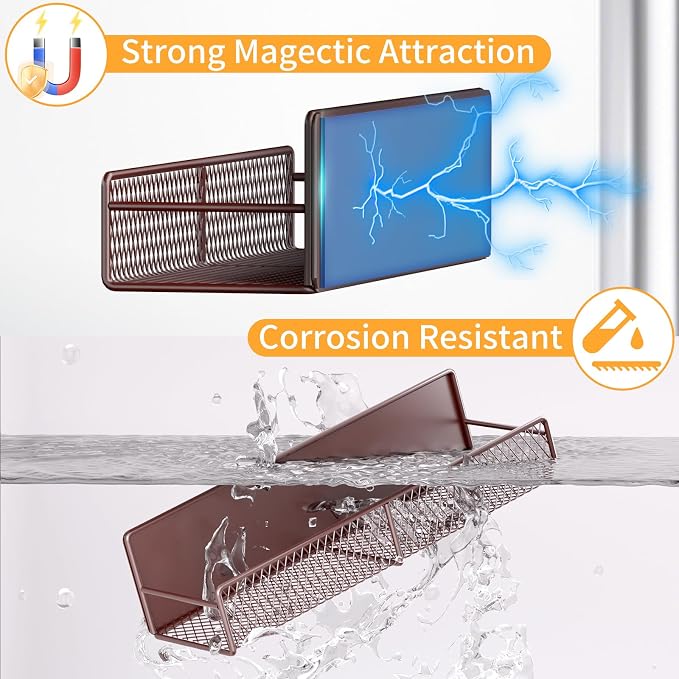 Magnetic Spice Rack for Refrigerator, 2 Pack 100% Metal Strong Magnet Shelf - Image 3