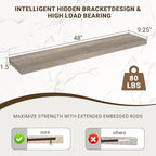 Acovy 48 Inch Floating Shelves, 3D Textured Wood Grain, Wooden Shelves - Image 3