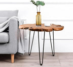 23.6 Inch Live Edge Side Table, Wood Freeform Small End Table - Image 9