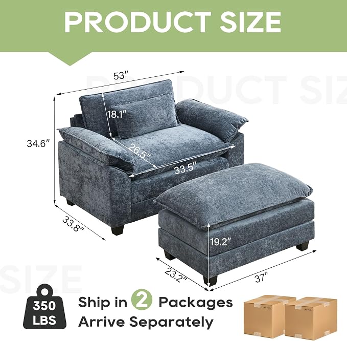 Oprisen 53" Modular Sectional Sofa, Comfy Cloud Couch Sectional Sofa - Image 2