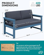 SERWALL Blue HDPE Outdoor Loveseat - Image 3