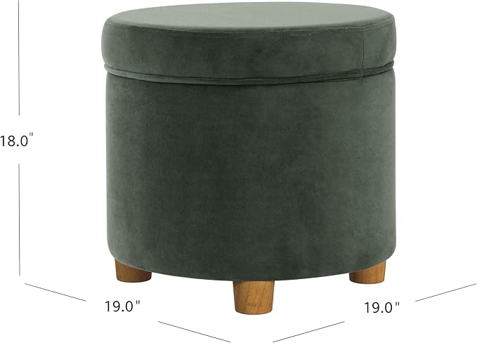 Homepop Home Decor | Upholstered Round Storage Ottoman | Ottoman - Image 3