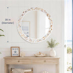 Tanmicoshomy Round Wall Mirror 30 Inch, Natural Brown Shell Framed Circle - Image 5