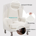 Turquoize Wingback Chair Covers 2 Piece Wing Chair Slipcover Stretch Slipcovers - Image 3
