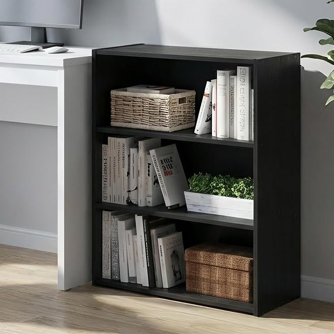 Furinno PASIR Book Shelf, 3-Tier Bookshelf, Storage Shelves Bookcase, 9.7 x - Image 2