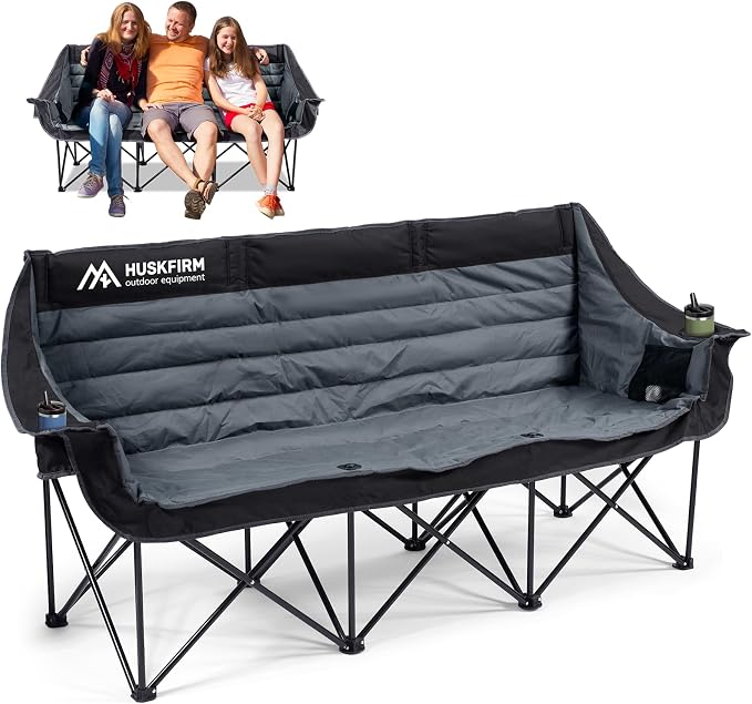Huskfirm 3 Person Camping Chairs Folding Double Camping Chair Portable by Huskfirm