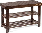 Homemaid Living Bamboo 3 Tier Shoe Rack Bench, Premium Shoe Organizer or by HomemaidLiving