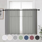 Short Grey Sheer Curtains 36 Inches 2 Panels Set by OWENIE