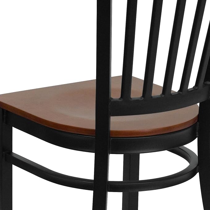 Flash Furniture HERCULES Series Black Vertical Back Metal Restaurant Chair - Image 7