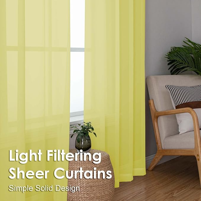 Sheer Curtains 84 Inches Long 2 Panels Set, Light Filtering Transparent - Image 6