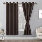 Blackout Curtains for Bedroom, 52 x 63 Inches Length Brown 2 Panels | Thermal - Image 8