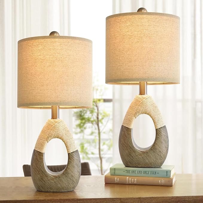 OYEARS 19” Boho Table Lamps Bedroom Living Room Set 2, Suitable - Image 5